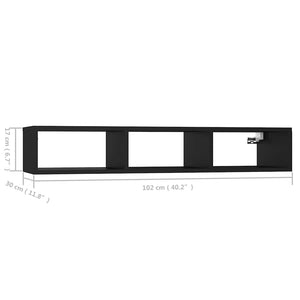 Ραφιέρα Τοίχου Μαύρο 102 x 30 x 17 εκ. από Επεξ. Ξύλο