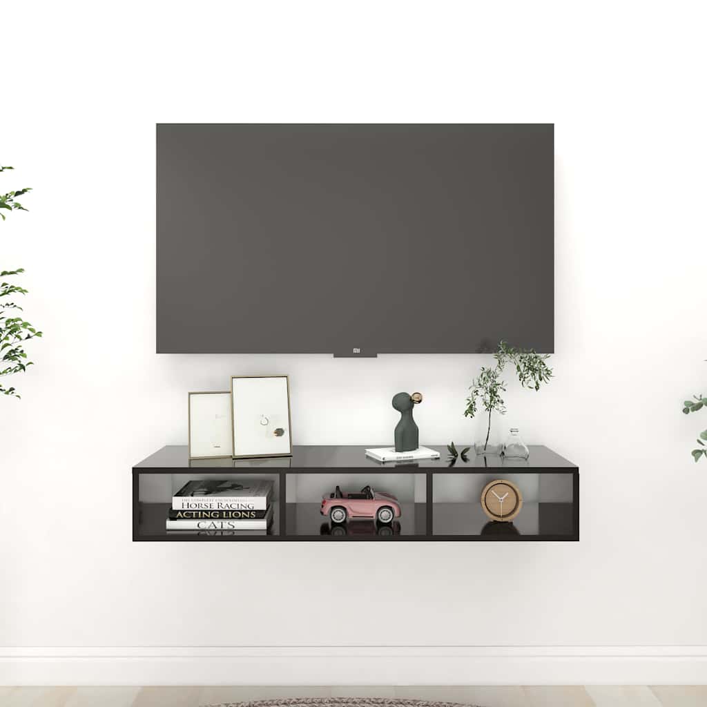 Ραφιέρα Τοίχου Μαύρο 102 x 30 x 17 εκ. από Επεξ. Ξύλο