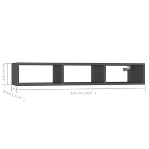 Ραφιέρα Τοίχου Γκρι 102 x 30 x 17 εκ. από Επεξ. Ξύλο