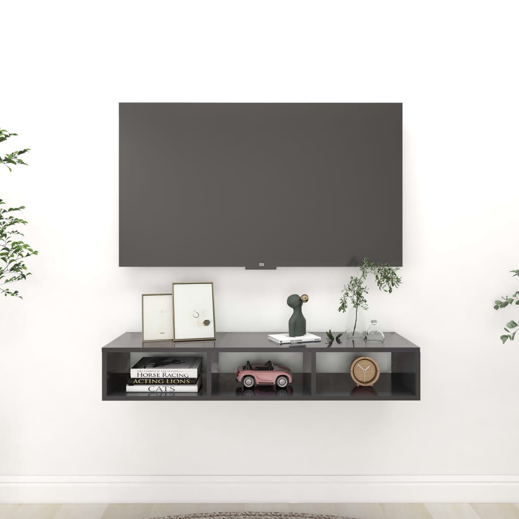 Ραφιέρα Τοίχου Γκρι 102 x 30 x 17 εκ. από Επεξ. Ξύλο