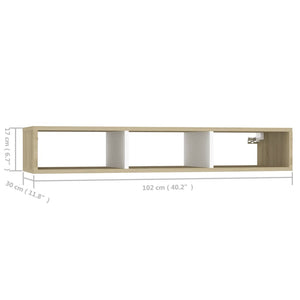 Ραφιέρα Τοίχου Λευκό/Sonoma Δρυς 102x30x17 εκ. από Επεξ. Ξύλο