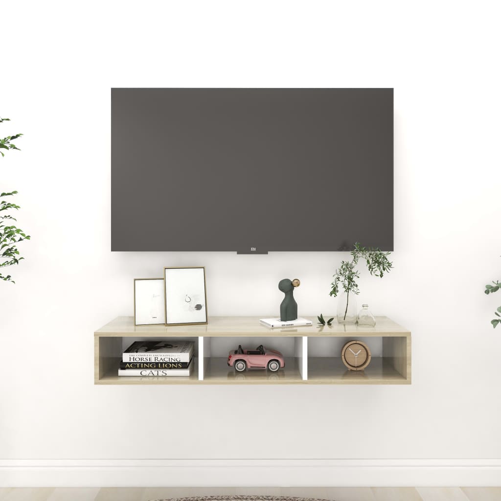 Ραφιέρα Τοίχου Λευκό/Sonoma Δρυς 102x30x17 εκ. από Επεξ. Ξύλο