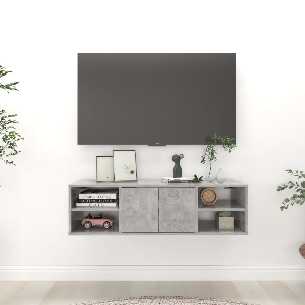 Ραφιέρα Τοίχου Γκρι Σκυροδέματος 102x30x29 εκ. από Επεξ. Ξύλο