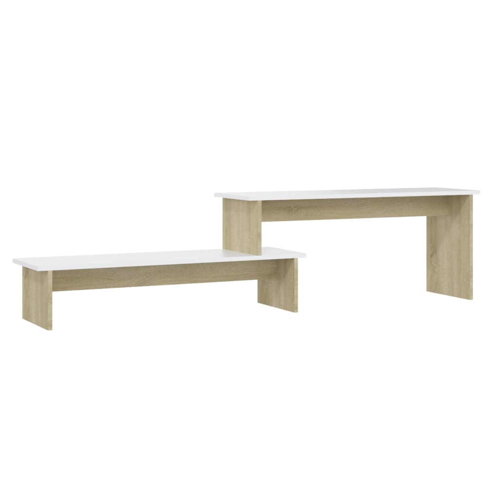 Έπιπλο Τηλεόρασης Sonoma Δρυς/Λευκό 180x30x43εκ από Επεξ. Ξύλο