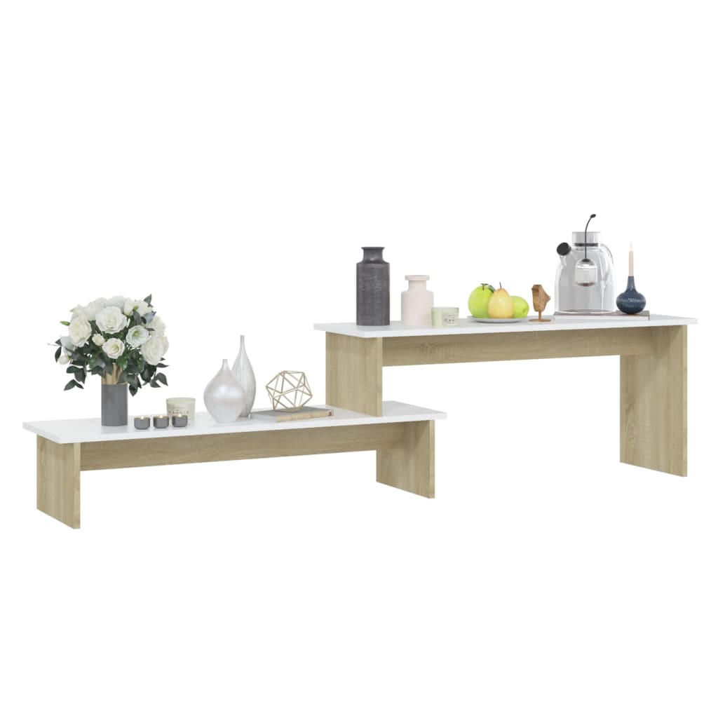 Έπιπλο Τηλεόρασης Sonoma Δρυς/Λευκό 180x30x43εκ από Επεξ. Ξύλο