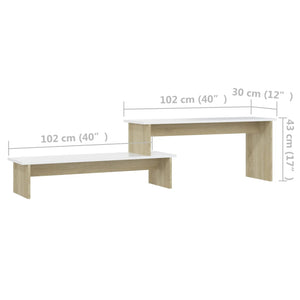 Έπιπλο Τηλεόρασης Sonoma Δρυς/Λευκό 180x30x43εκ από Επεξ. Ξύλο