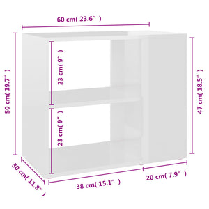 Βοηθητικό Ντουλάπι Γυαλ. Λευκό 60 x 30 x 50 εκ. από Επεξ. Ξύλο