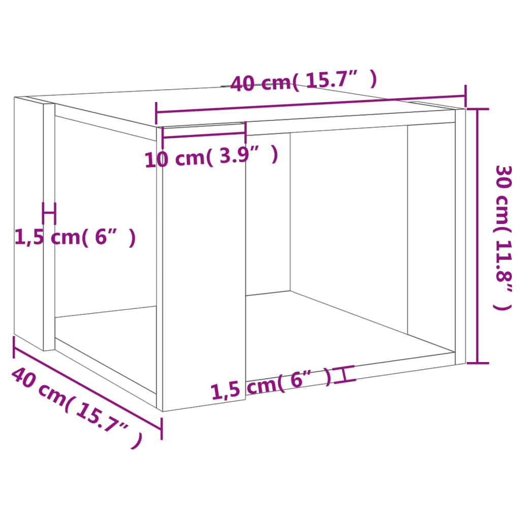 Τραπεζάκι Σαλονιού Γκρι Σκυρ. 40x40x30 εκ. Επεξεργασμένο Ξύλο