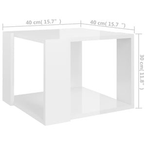 Τραπεζάκι Σαλονιού Γυαλ. Λευκό 40x40x30 εκ. Επεξεργασμένο Ξύλο
