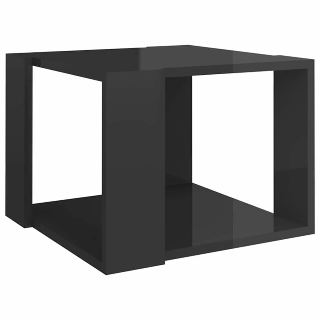 Τραπεζάκι Σαλονιού Γυαλ. Γκρι 40x40x30 εκ. Επεξεργασμένο Ξύλο