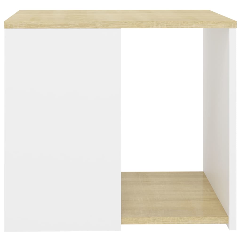 Τραπέζι Βοηθητικό Λευκό/Sonoma Δρυς 50x50x45 εκ. Μοριοσανίδα