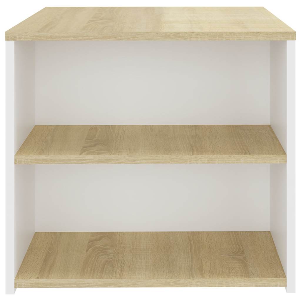Τραπέζι Βοηθητικό Λευκό/Sonoma Δρυς 50x50x45 εκ. Μοριοσανίδα