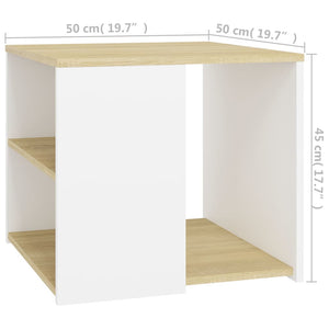 Τραπέζι Βοηθητικό Λευκό/Sonoma Δρυς 50x50x45 εκ. Μοριοσανίδα