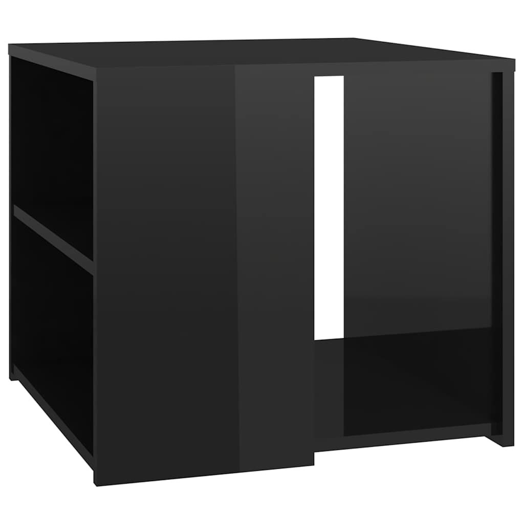 Τραπέζι Βοηθητικό Γυαλιστερό Μαύρο 50 x 50 x 45 εκ. Επεξ. Ξύλο