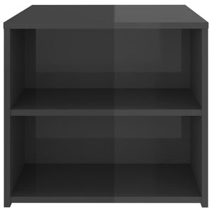 Τραπέζι Βοηθητικό Γυαλιστερό Γκρι 50 x 50 x 45 εκ. Επεξ. Ξύλο