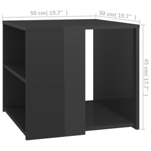 Τραπέζι Βοηθητικό Γυαλιστερό Γκρι 50 x 50 x 45 εκ. Επεξ. Ξύλο