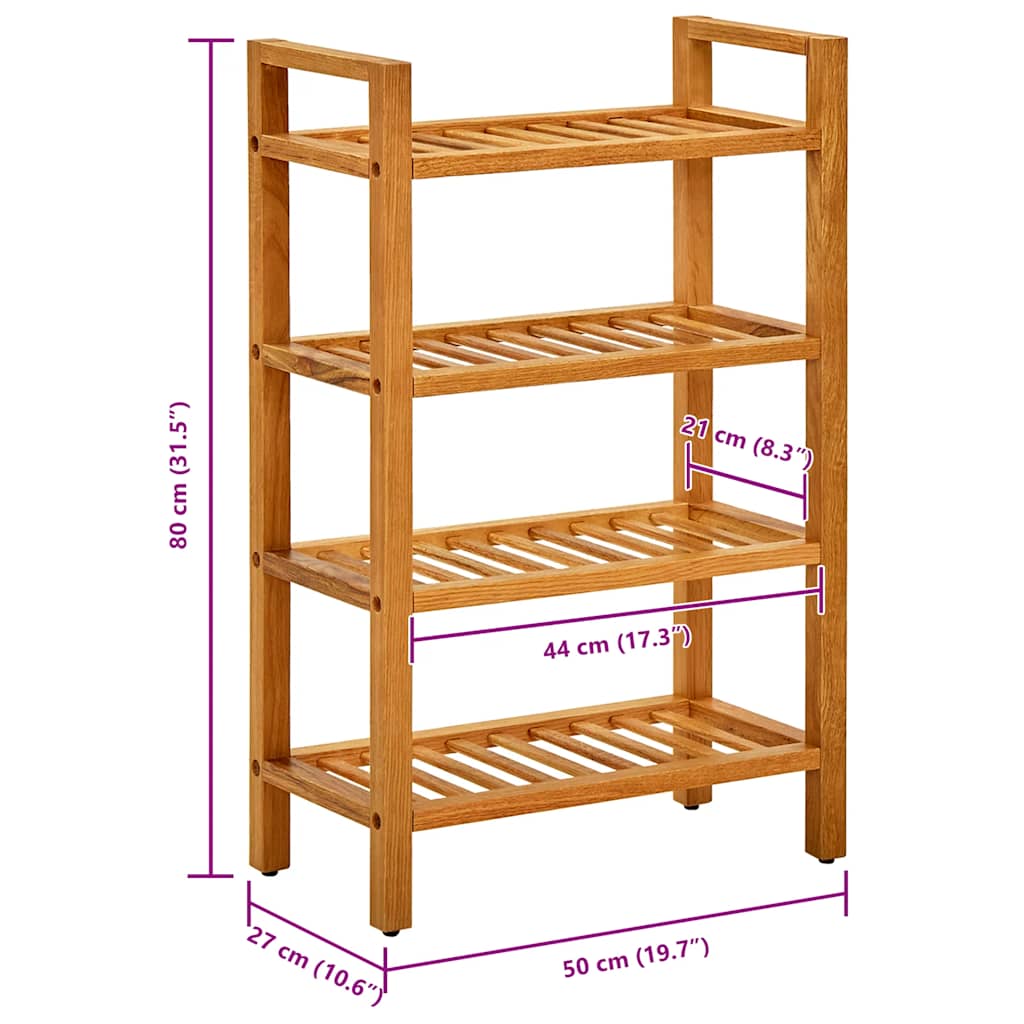 Παπουτσοθήκη με 4 Ράφια 50 x 27 x 80 εκ. από Μασίφ Ξύλο Δρυός