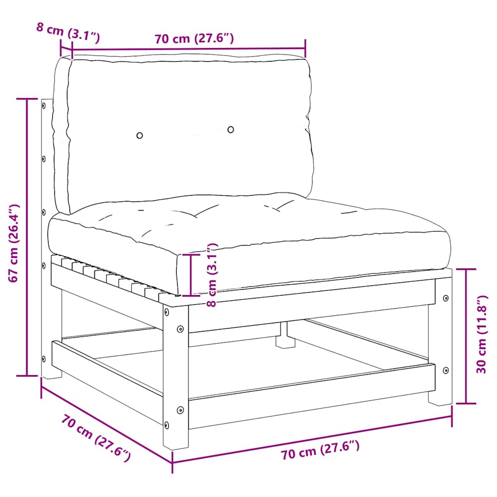 Καναπέδες Κήπου Μεσαίοι 2 τεμ. Μασίφ Ξύλο Πεύκου με Μαξιλάρια - Pakobazaar