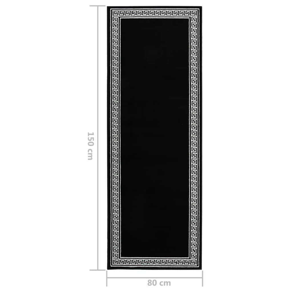 Χαλί Διάδρομος με Σχέδια Μαύρο 80 x 150 εκ. από BCF