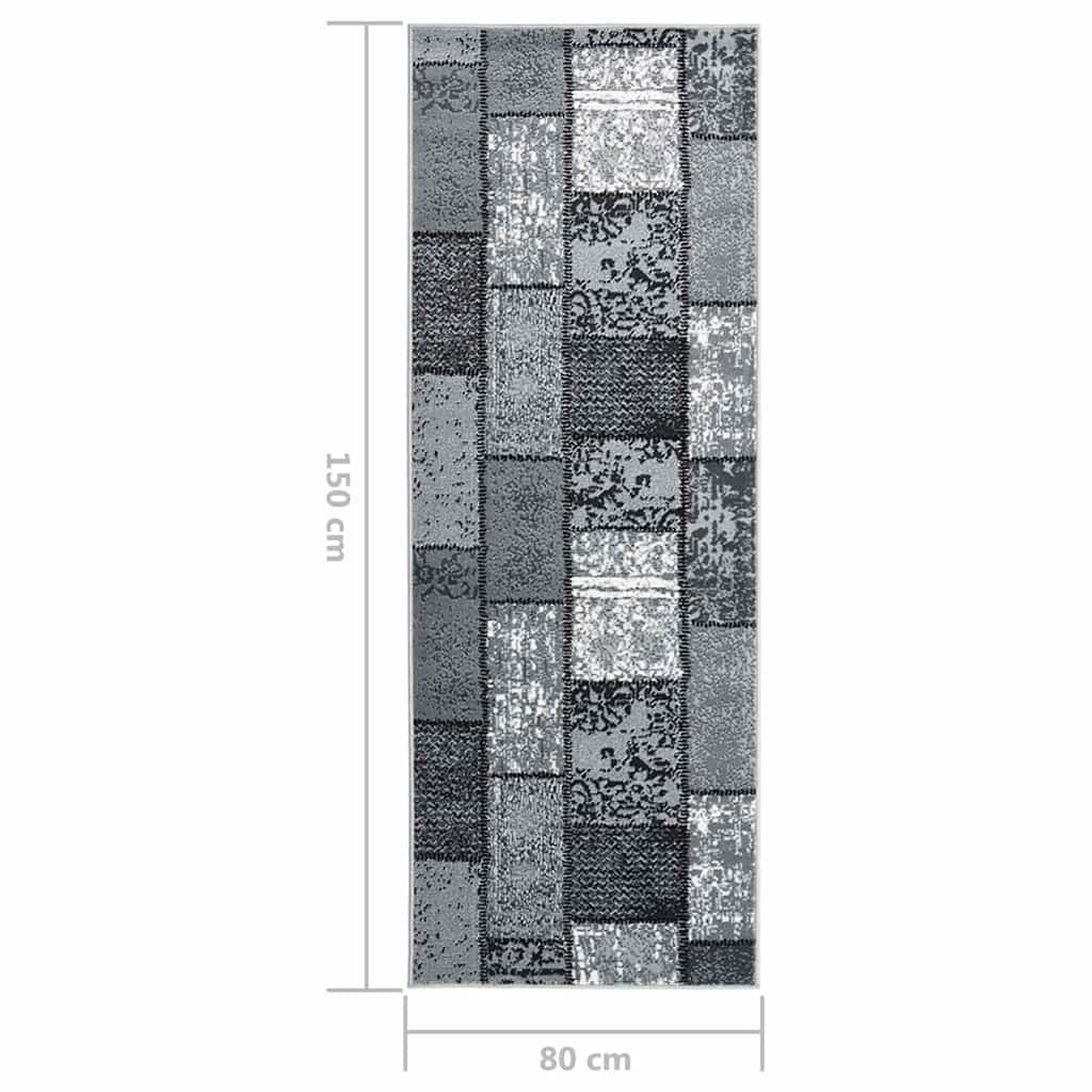 Χαλί Διάδρομος Γκρι 80 x 150 εκ. Σχέδιο με Τετράγωνα από BCF - Pakobazaar