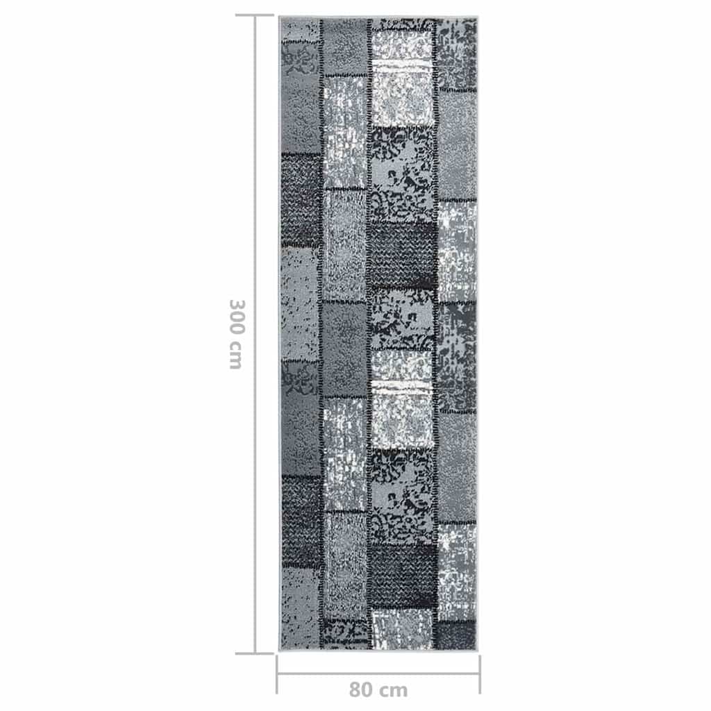 Χαλί Διάδρομος Γκρι 80 x 300 εκ. Σχέδιο με Τετράγωνα από BCF - Pakobazaar