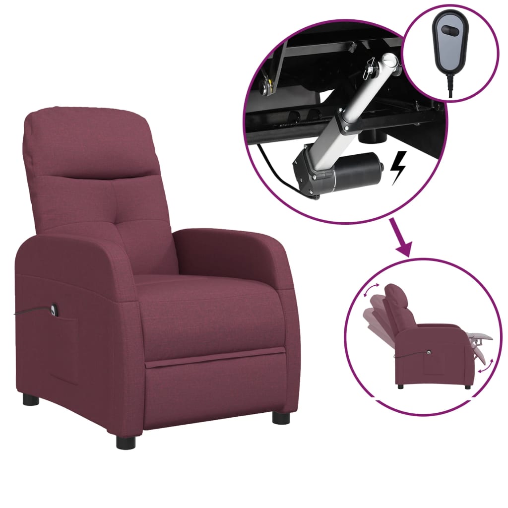 Πολυθρόνα Ανακλινόμενη Ηλεκτρική Μοβ Υφασμάτινη - Pakobazaar
