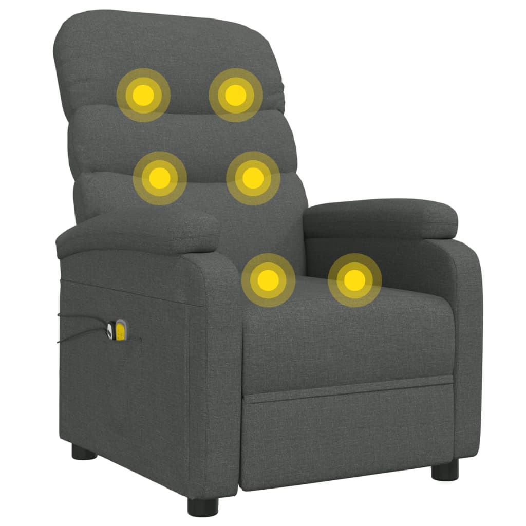 Πολυθρόνα Μασάζ Ηλεκτρική Σκούρο Γκρι Υφασμάτινη - PAKOBAZAAR
