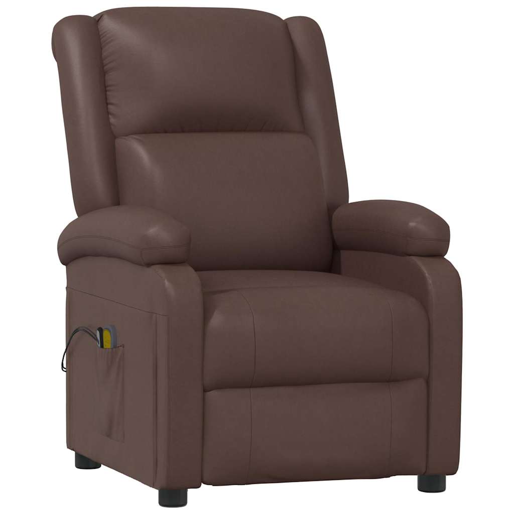 Πολυθρόνα Μασάζ Ηλεκτρική Καφέ από Συνθετικό Δέρμα