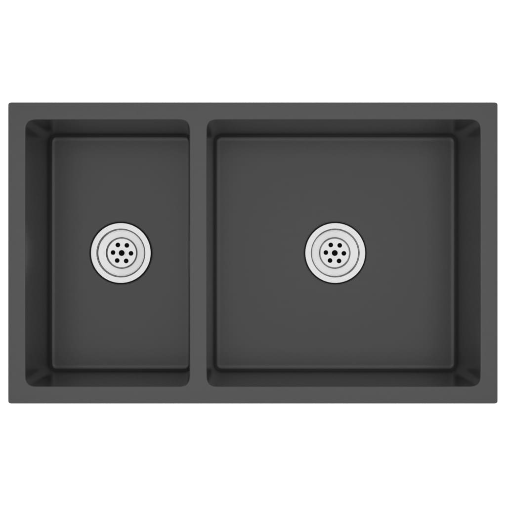 Νεροχύτης Κουζίνας Μαύρος από Ανοξείδωτο Ατσάλι - Pakobazaar