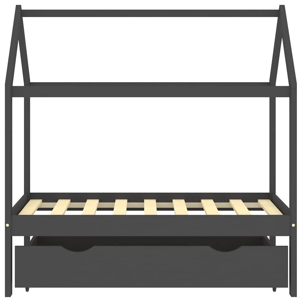 Πλαίσιο Κρεβατιού Παιδικό με Συρτάρι Σκ. Γκρι 70x140 εκ. Πεύκο