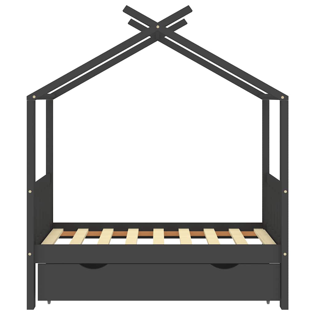 Πλαίσιο Κρεβατιού Παιδικό με Συρτάρι Σκ. Γκρι 70x140 εκ. Πεύκο