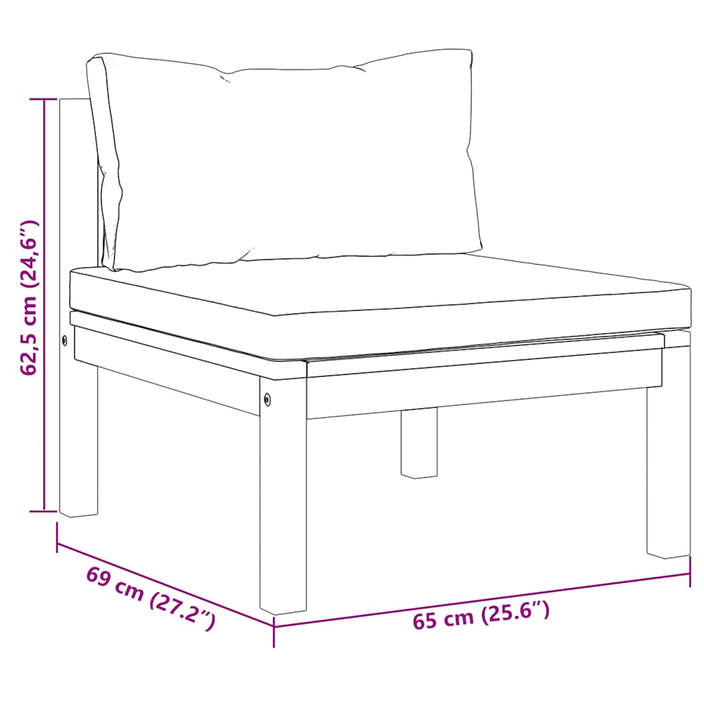 Καναπέδες Σετ 2 τεμ. Μασίφ Ξύλο Ακακίας με Λευκά Κρεμ Μαξιλάρια