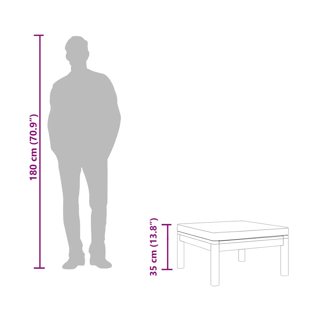 Υποπόδιο από Μασίφ Ξύλο Ακακίας με Σκούρο Γκρι Μαξιλάρι