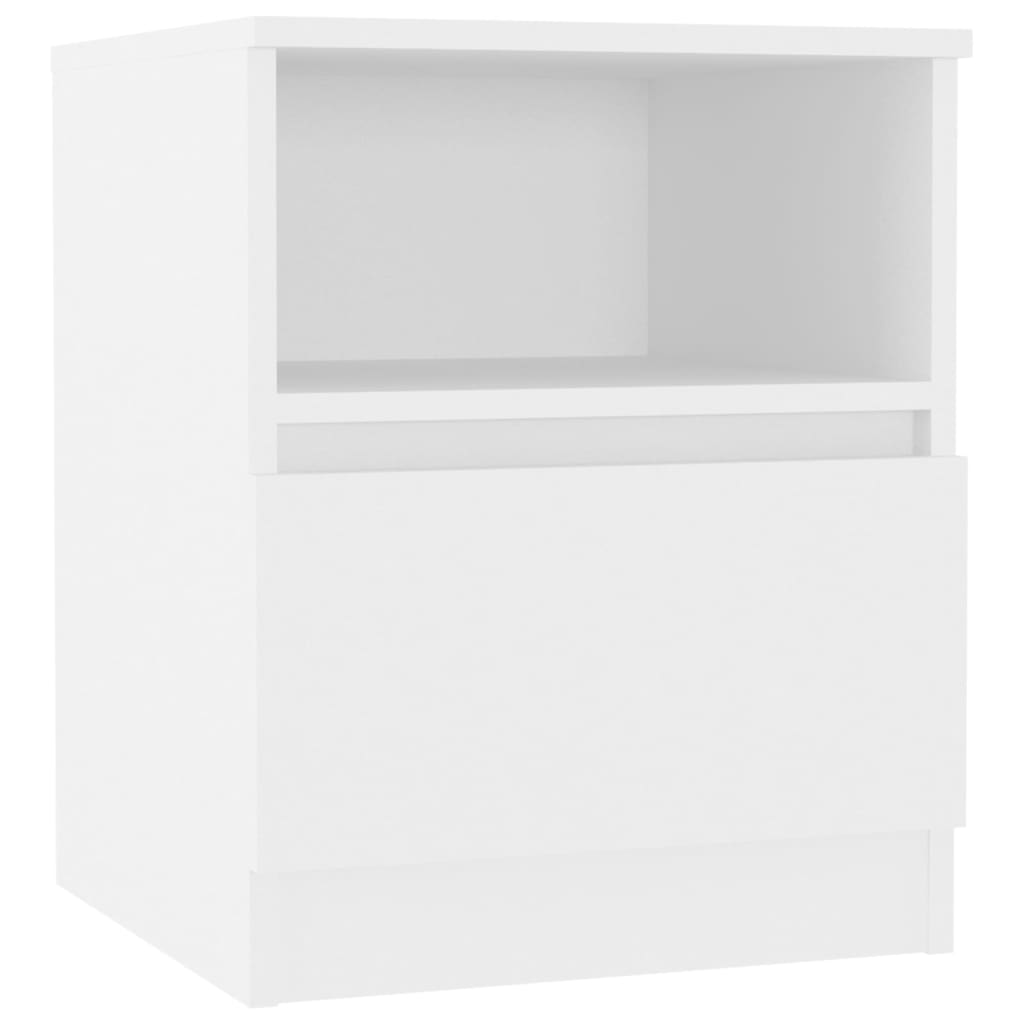 Κομοδίνα 2 τεμ. Λευκά 40 x 40 x 50 εκ. από Επεξ. Ξύλο