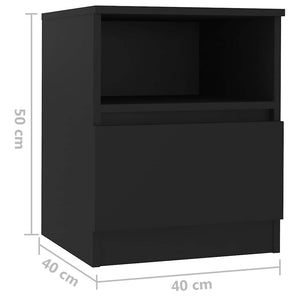 Κομοδίνο Μαύρο 40 x 40 x 50 εκ. από Επεξ. Ξύλο