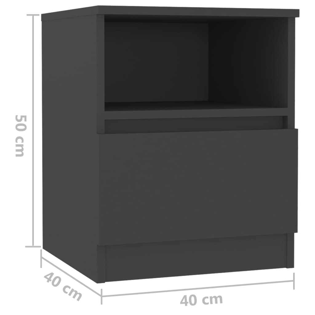 Κομοδίνο Γκρι 40 x 40 x 50 εκ. από Μοριοσανίδα