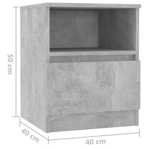 Κομοδίνο Γκρι Σκυροδέματος 40 x 40 x 50 εκ. από Επεξ. Ξύλο