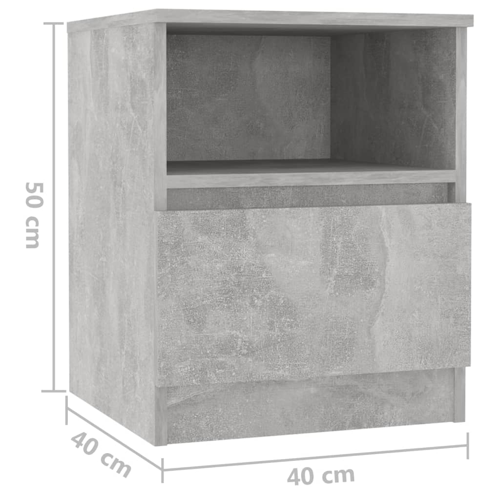 Κομοδίνα 2 Τεμαχίων Γκρι 40 x 40 x 50 εκ. από Επεξ. Ξύλο