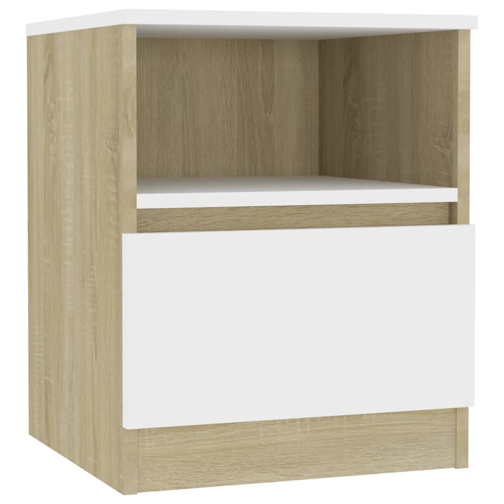 Κομοδίνο Λευκό και Sonoma Δρυς 40 x 40 x 50 εκ. από Μοριοσανίδα