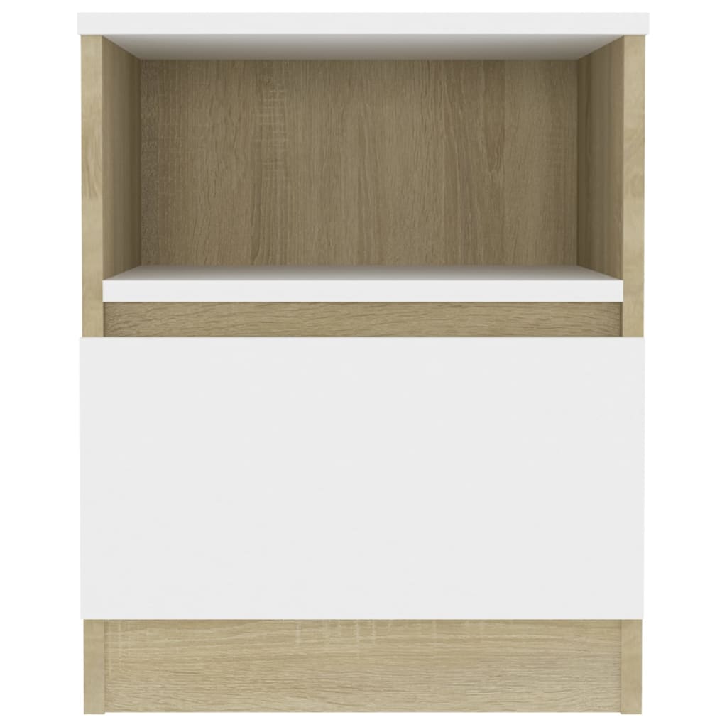 Κομοδίνο Λευκό και Sonoma Δρυς 40 x 40 x 50 εκ. από Μοριοσανίδα