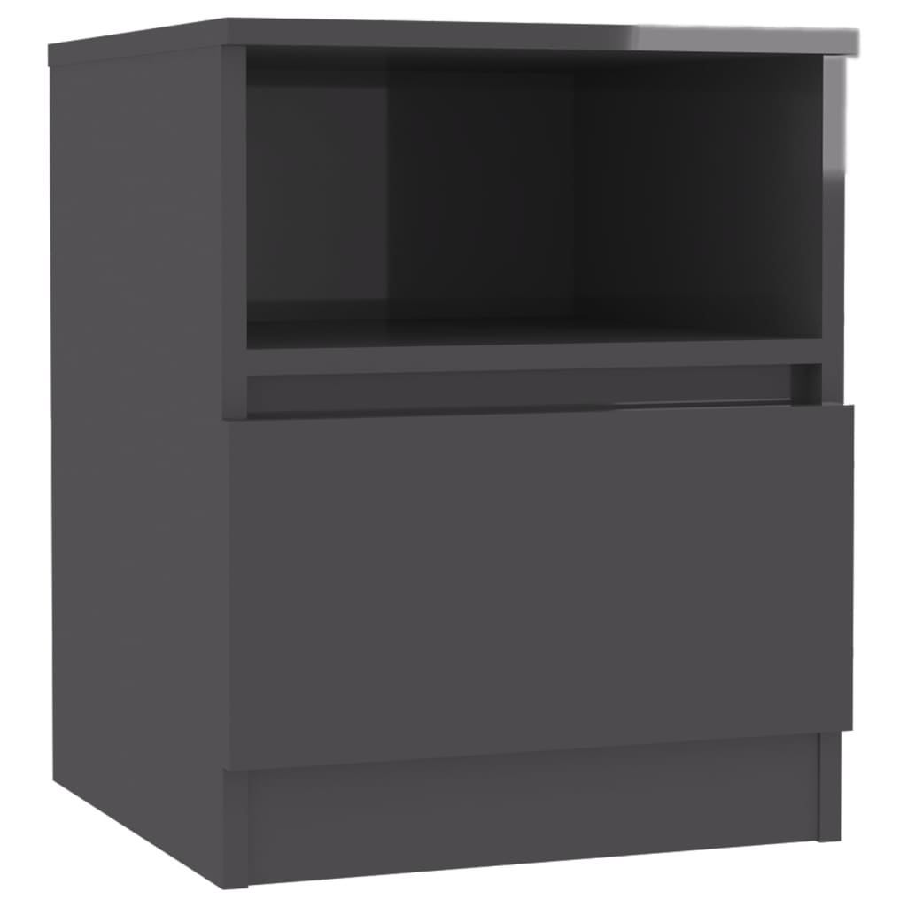 Κομοδίνα 2 τεμ. Γυαλιστερό Γκρι 40x40x50 εκ. από Επεξ. Ξύλο - Pakobazaar