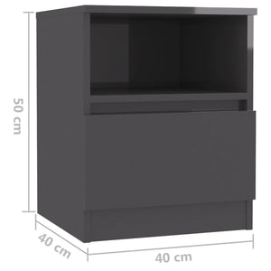 Κομοδίνα 2 τεμ. Γυαλιστερό Γκρι 40x40x50 εκ. από Επεξ. Ξύλο - Pakobazaar