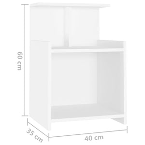 Κομοδίνο Λευκό 40 x 35 x 60 εκ. από Επεξ. Ξύλο