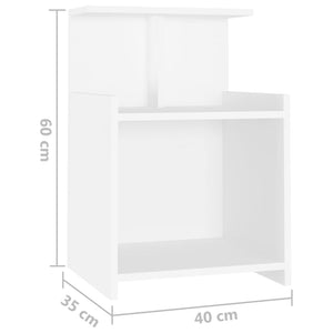 Κομοδίνα 2 Τεμαχίων Λευκά 40 x 35 x 60 εκ. από Επεξ. Ξύλο