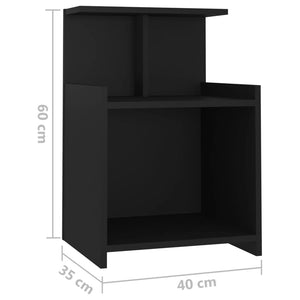 Κομοδίνο Μαύρο 40 x 35 x 60 εκ. από Επεξ. Ξύλο