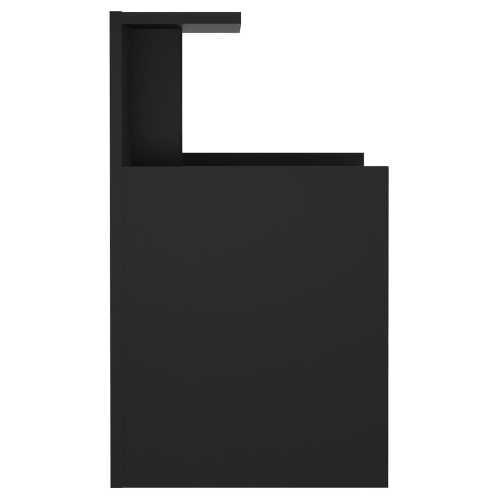 Κομοδίνα 2 τεμ. Μαύρα 40 x 35 x 60 εκ. από Επεξ. Ξύλο