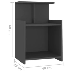 Κομοδίνο Γκρι 40 x 35 x 60 εκ. από Μοριοσανίδα
