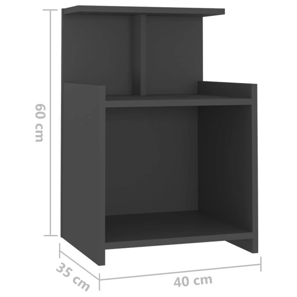 Κομοδίνα 2 Τεμαχίων Γκρι 40 x 35 x 60 εκ. από Μοριοσανίδα