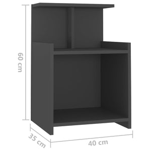 Κομοδίνα 2 Τεμαχίων Γκρι 40 x 35 x 60 εκ. από Μοριοσανίδα