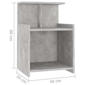Κομοδίνο Γκρι Σκυροδέματος 40 x 35 x 60 εκ. από Επεξ. Ξύλο